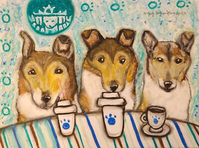 SMOOTH COLLIE Starbarks Dog Art Print 11 x 14 Signed by Artist KSAMS