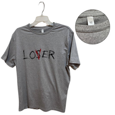 Gray Graphic Tee Lover Loser Design Medium Unisex T-Shirt