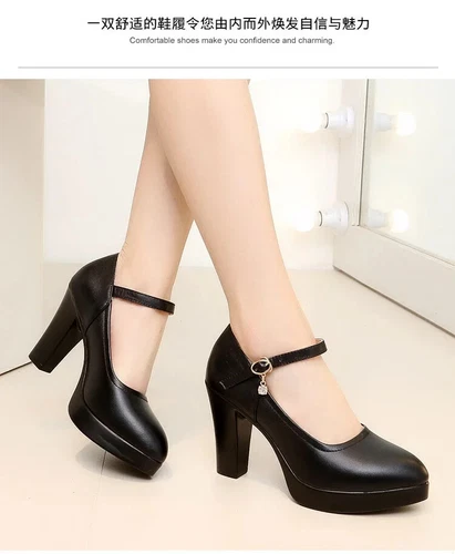 Damen-Pumps Schnallenriemen dick High Heels spitz zulaufend Party Plateauschuhe - Bild 9 von 15