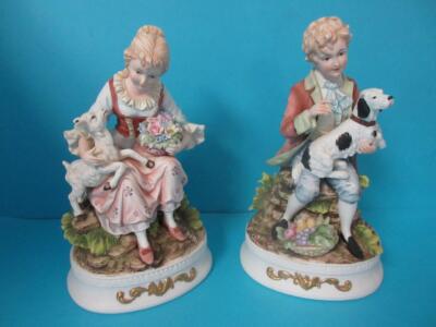 PAIR OF CLASSIC GALLERY COLLECTION C-6833 FIGURINE GIRL WITH GOAT