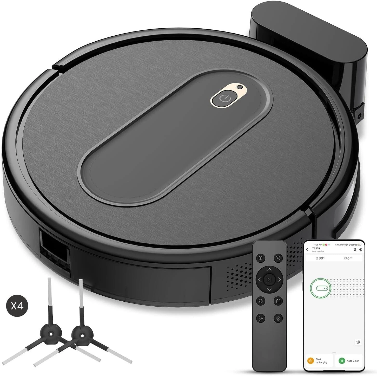 T6 Robot Vacuum, 100 Mins Runtime, Slim, Quiet, Automatic Robotic Vacuum