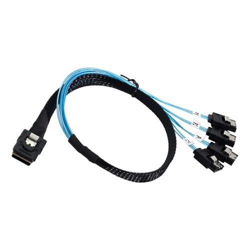 CY Internal Mini SAS SFF-8087Host to 7pin 4 SATA Target Hard Disk 6Gbps Cable - Picture 2 of 8