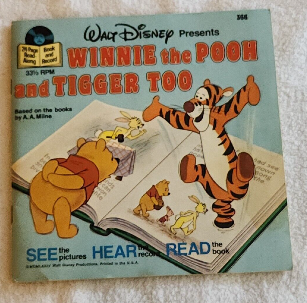 Vintage 1979 Disney's Winnie Pooh and Tigger too Book and Record