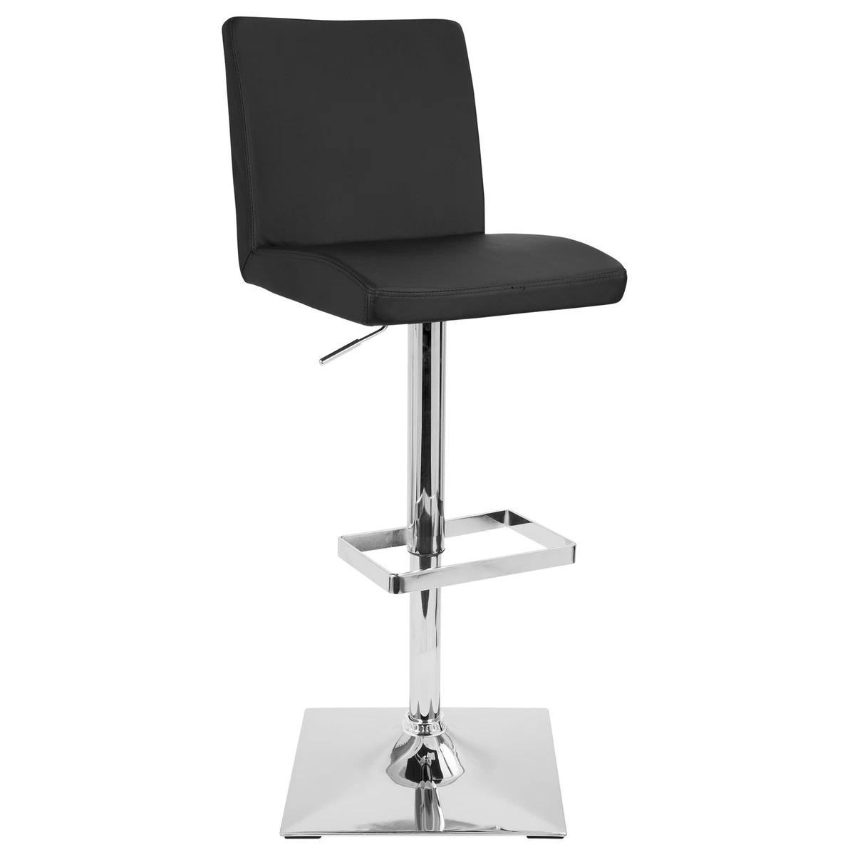 Captain Contemporary Adjustable Barstool with Swivel in Black Faux