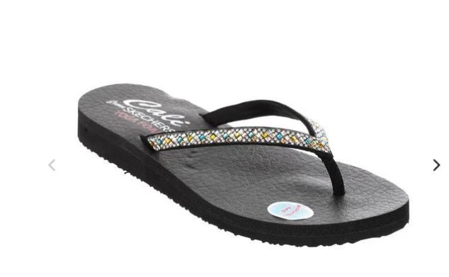  Skechers Cali Women's Meditation-Rhineston Flip Flop,Black,6 M  US