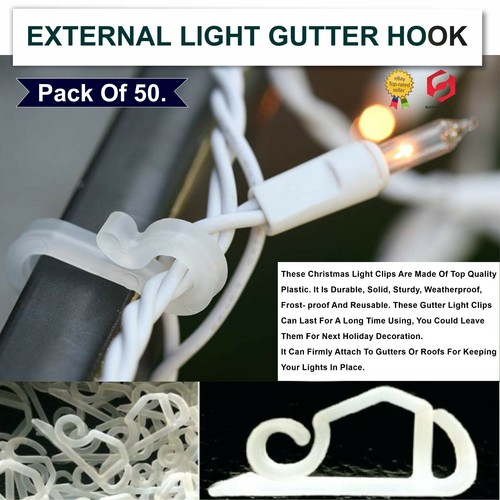 Gutter Hanging Hooks Clips for Christmas Xmas String Lights Outdoor 50pk - 第 3/5 張圖片