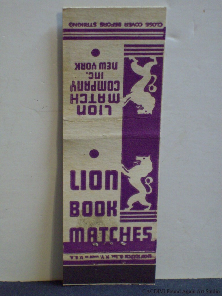 Advertising Book Matches Lion Match Company NY Matchbook Cover Logo 1930s 1940s