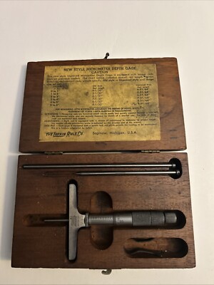 Vintage Lufkin Rule Co. No. 513 Depth Micrometer Complete Set Made in USA