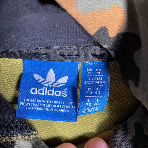 Adidas felpa con cappuccio donna 14 verde mimetico oversize grande logo maglione originale - Foto 5 di 13