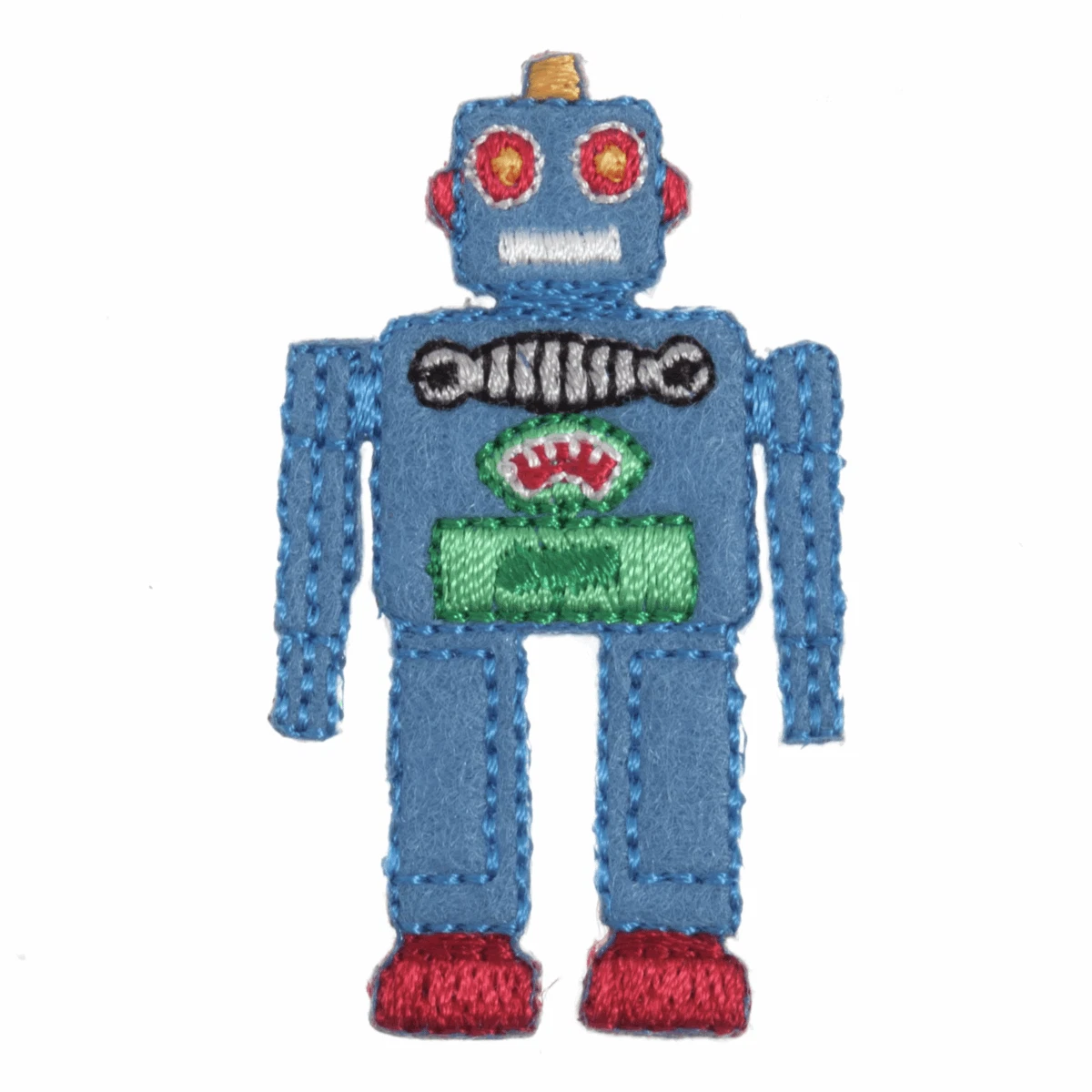 Blue Robot embroidered motif iron on or sew on patch appliqué embroidery