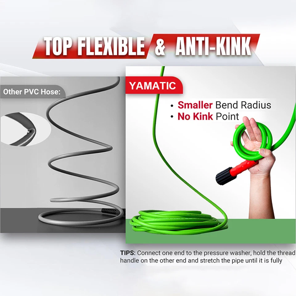 Manguera flexible para lavadora a presión YAMATIC 3200 PSI 1/4" M22-14mm Foto 3 de 4