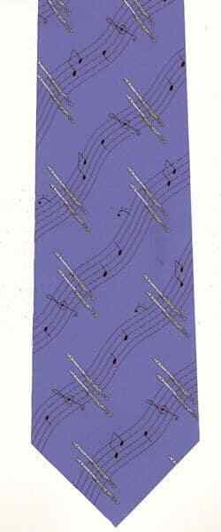 Flute Tie - Music Gift - Blue Flute Tie - Gift for Flute Players