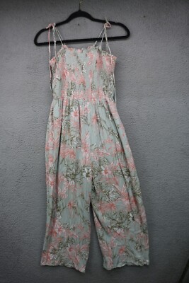 Hem & Thread Wide Leg Halter Jumpsuit-Size Large-Textured