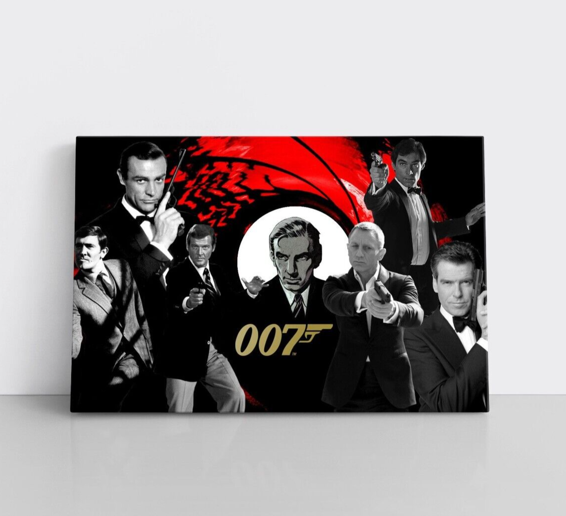 James Bond 007 Commemorative Movie Framed Canvas Wall Art Print