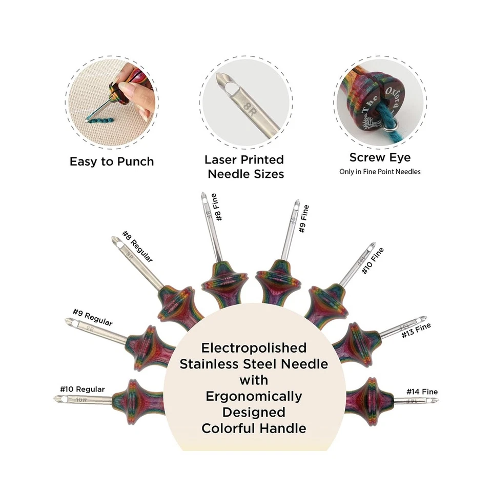 The Oxford Punch Needle Complete Set- 8 Sizes | Ergonomically Designed Colorf... - Image 4 of 4