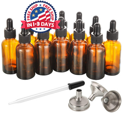 Paquete de 12 botellas de vidrio ambar con gotero de vidrio botellas goteras 1oz