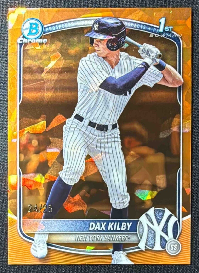 2025 Bowman Draft Sapphire Dax Kilby Chrome Orange Refractor /25 1st Prospect