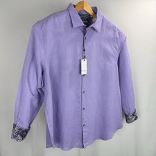 Robert Graham Linen Button-Up Shirt Mens 4XL Vibrant Flip Cuff LS Purple *FLAW