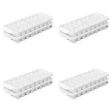 Two-piece stackable ice cube tray, 16 compartments per tray, white