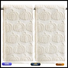 Artoid Mode 2 Pcs Beige 3D Pumpkin Jacquard Hand Towels for Bathroom