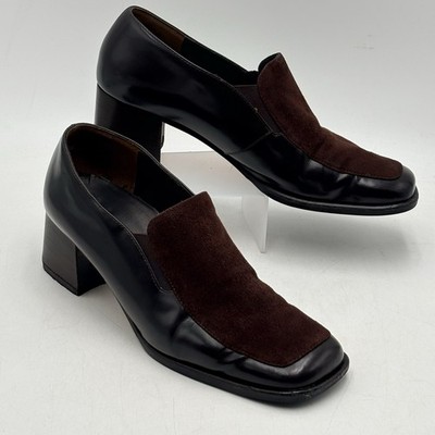 Paul Green Munich Brown Womens 6 Square Toe Block Heels Mod Y2K Minimalist