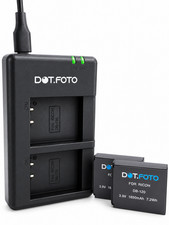 DB-120 Battery (x2) 1850mAh & USB Charger for Ricoh GR IV (GR 4)