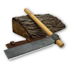 Hand Forged Splitting Froe for Woodworking 52100 Steel Ash Handle Leather Sheath