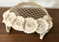 Vintage 1950s/60s Ivory Cream Half Hat Fascinator Hat Floral Church Wedding