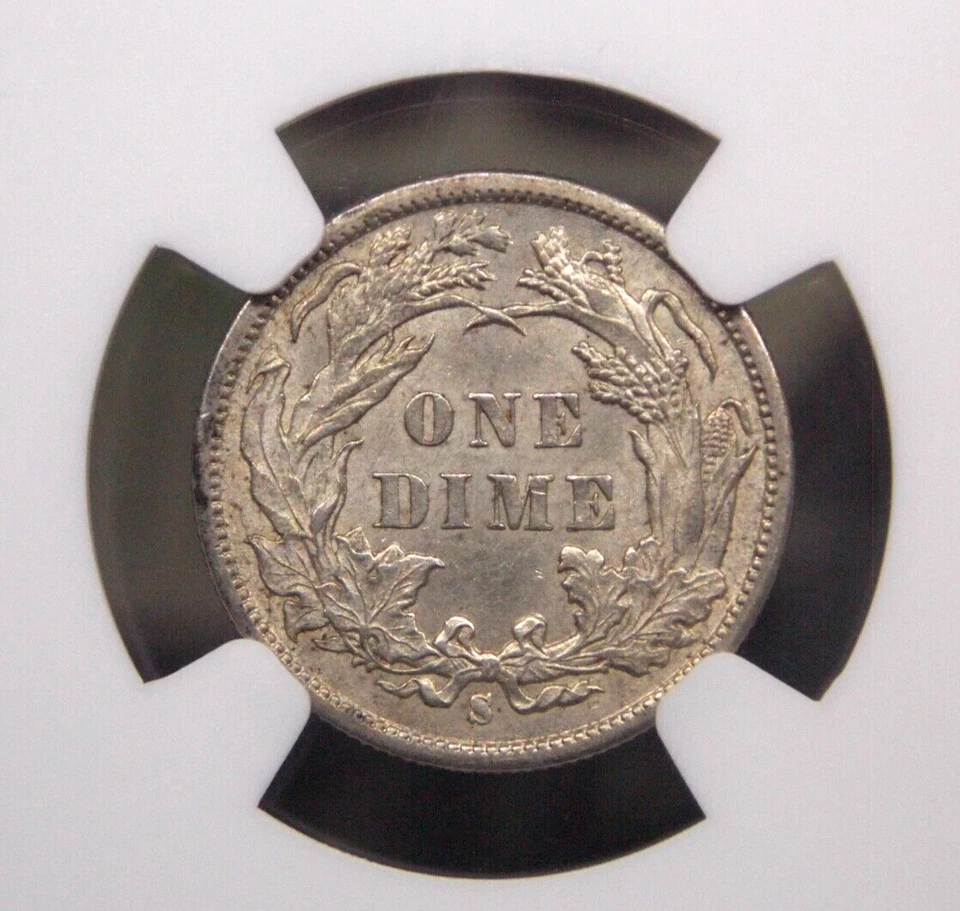 1890 "S" Seated Liberty SILVER Dime 10c NGC MS62 #018 Uncirculated ECC&C, Inc. - Image 2 of 4