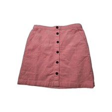 J. Crew Mini Skirt Size 4 Coral Pink Corduroy Pockets Button Accent A-Line Y2K