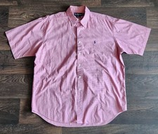 Ralph Lauren Shirt Mens Large Red Blue Plaid Blake Cotton Short Sleeve Button Up