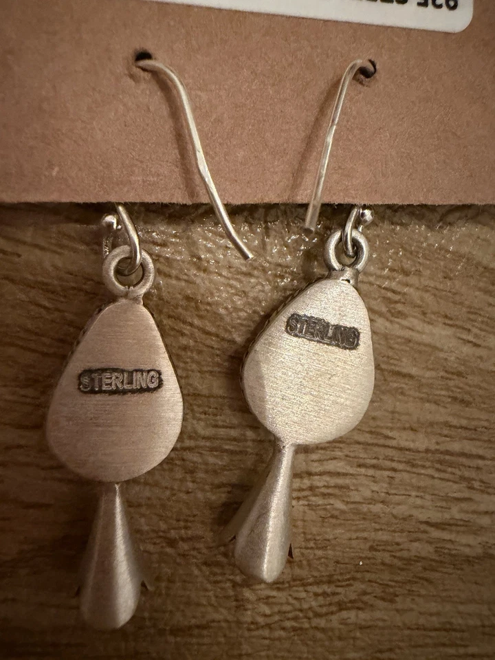 全新带标签 Sonoran Mountain 绿松石长笛开花 925 纯银钩耳环 — 第 2/3 张图片