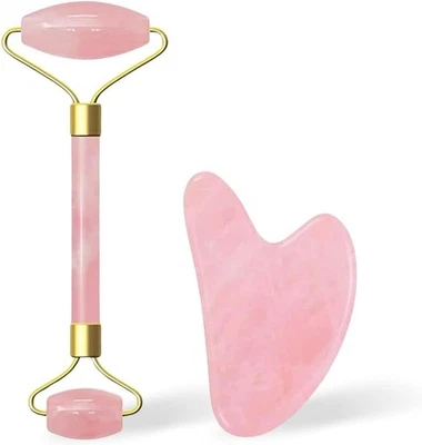 ONESAVE® Natürlicher Jade Gesichtsroller Gua Sha Stein Set Gesichtsroller für Frauen Anti Aging