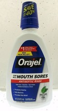 Orajel Mouth Sores Antiseptic Rinse  With Pain Relief  Fresh Mint  16oz