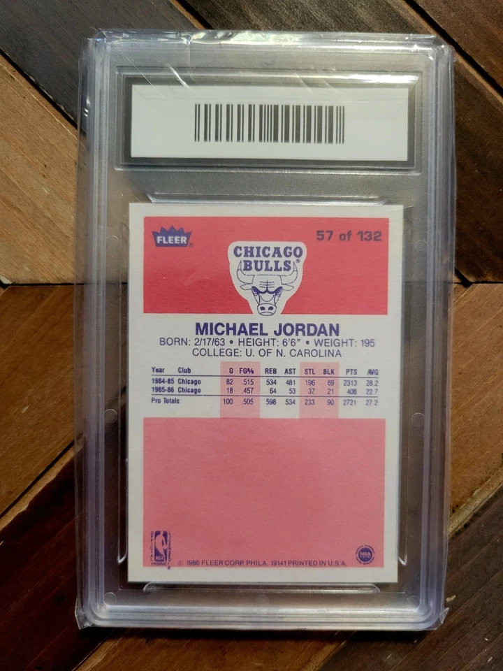 Tarjeta de novato 1986-87 Fleer: Michael Jordan #57 (RC) réplica gema como nueva 10 Bulls NBA Foto 4 de 4