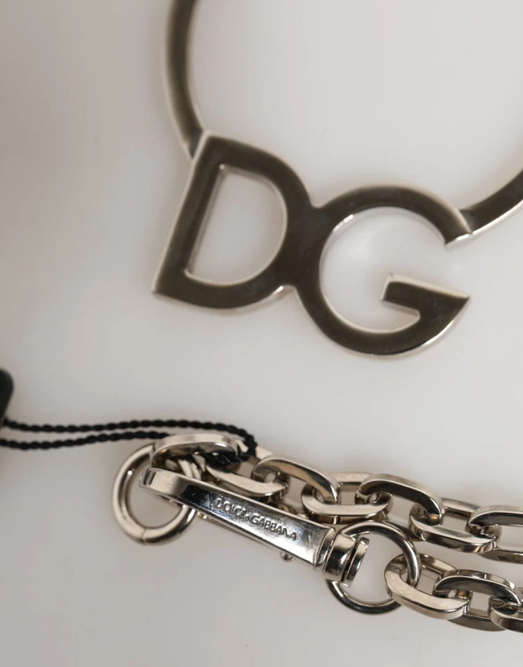 Collana Da Uomo Con Pendente Logo DG In Ottone Argento Di Dolce & Gabbana - Immagine 3 di 4