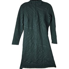 J McLaughlin Womens M Green Jacquard Long Sleeve Dress Mock Neck Bedford Classic