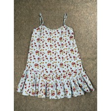 Urban Outfitters Floral Mini Dress Womens S Blue Poly Crepe Cami Ruffle Boho
