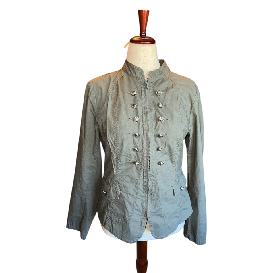 Chaqueta INC International Concepts Oliva Estilo Militar | Talla L Foto 2 de 4