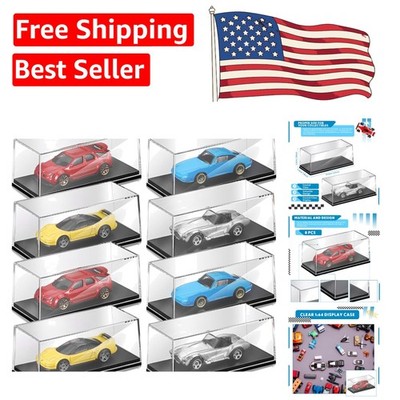 8 Pcs Elegant Acrylic Display Cases for 1:64 Scale Model Cars - Clear Protection