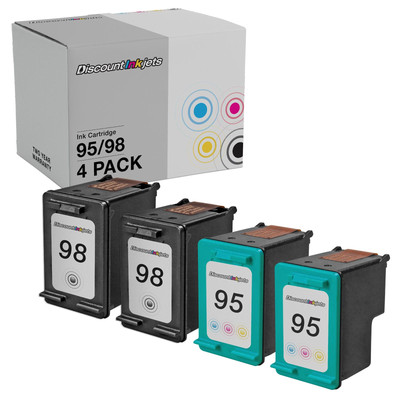 4Pk 98 95 BLACK COLOR Printer Ink Cartridge for HP Officejet H470b H470wbt