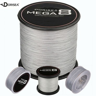 Dorisea 8 Strands Mega 8 Gray Dynema PE Braided Fishing line 6lb-300lbs