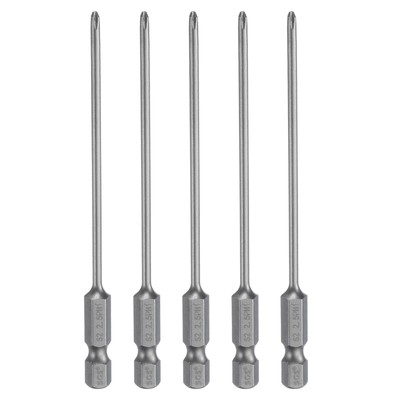 5pcs Magnetic Phillips Screwdriver Bit PH1 1/4'' Hex Shank 100mm Long 2.5mm Rod