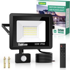 Tailcas Security Lights Outdoor Motion Sensor, 30W PIR Light with Remote Control