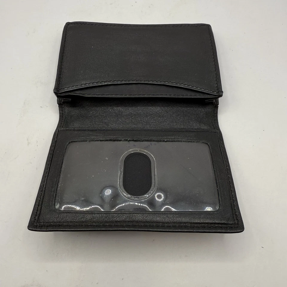 Cartera de cuero vintage 4x2 3/4 Levenger para tarjetas de visita doble pliegue Foto 3 de 4