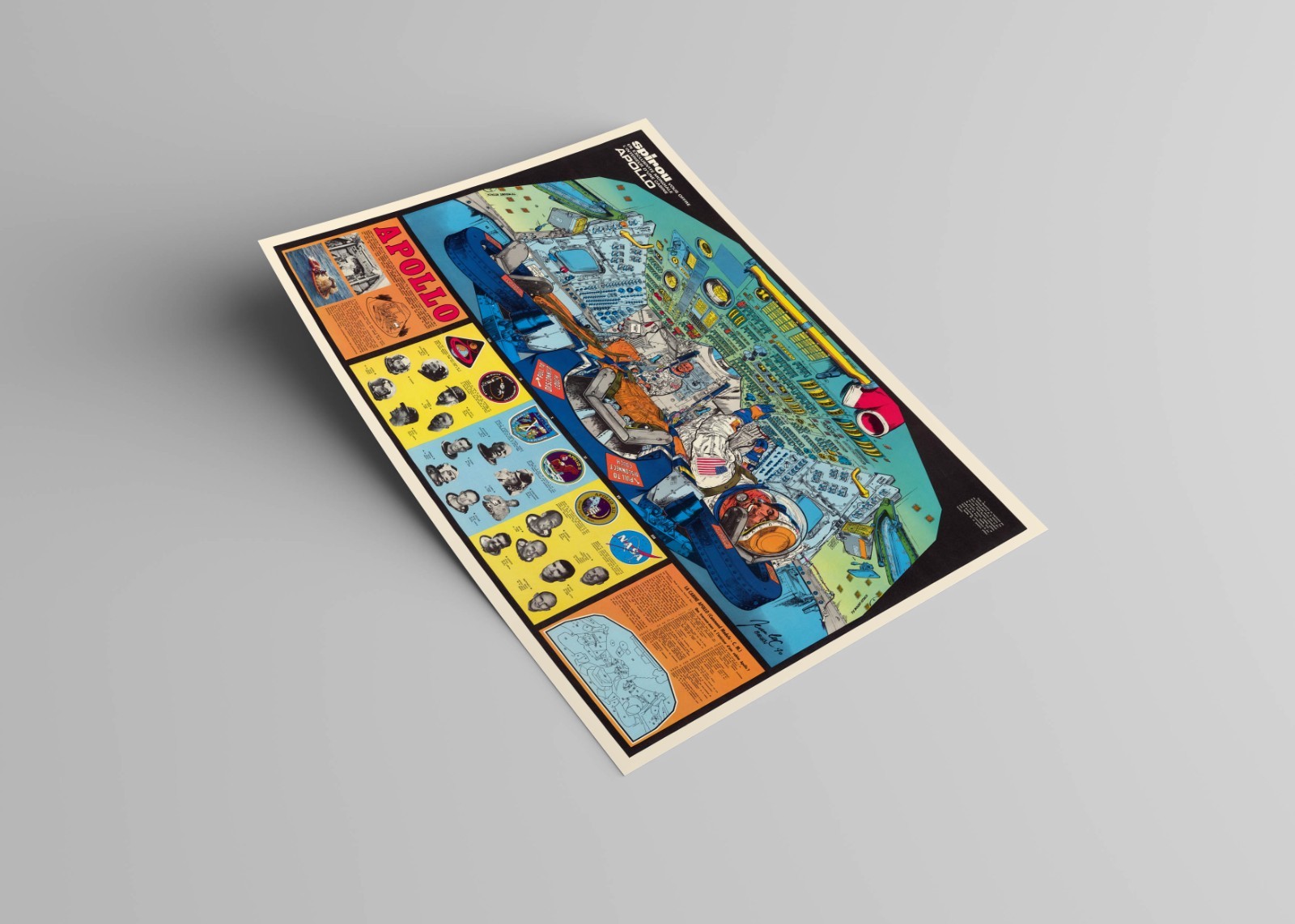 Spacecraft Command Module Apollo Command Module Interior Poster – 1970 Space Program French ...