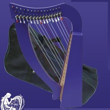 15-String Lap Harp Handcrafted Purple Finish Wood Folk  Meditation Instrument