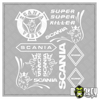 Tamiya LKW Aufkleber SCANIA Set 14-teilig 1:14 1:16 Modellbau Sticker weiss - Bild 1 von 3