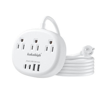 Thailand Power Adapter, Thailand Plug Adapter with 3 American Outlets 4 USB P...