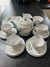 RARE Shelley Wild Flowers 13668 Tea Set 17pc Fine Bone China England Teapot sets